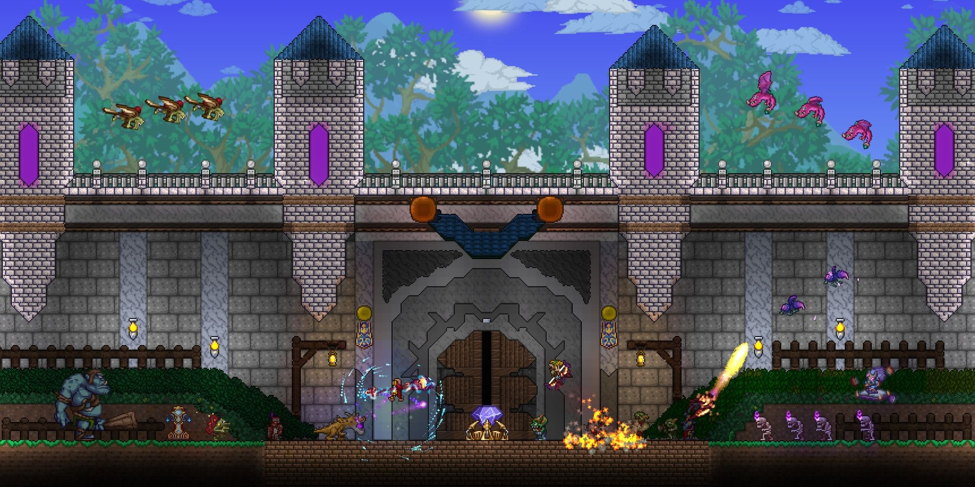 Terraria: Fighting Fantasy Creatures In A Palace Biome