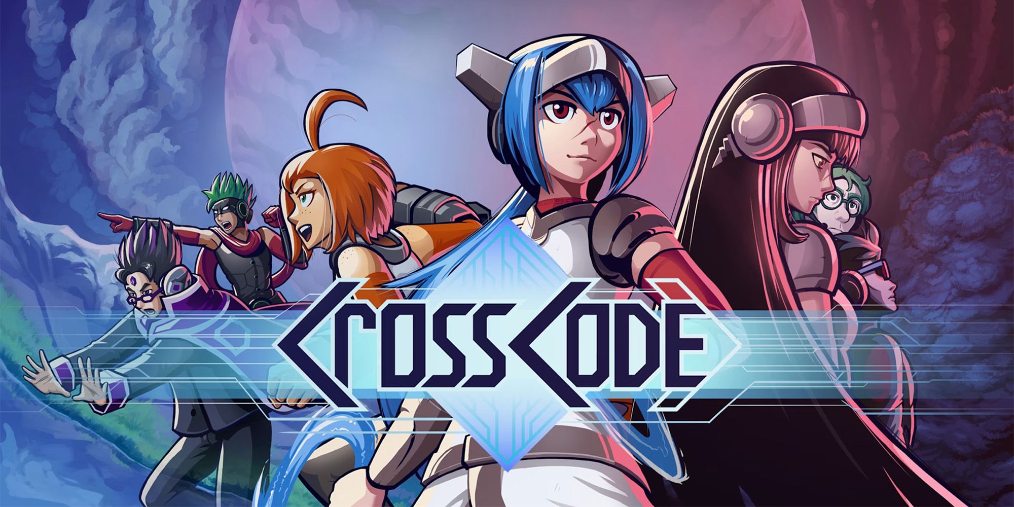 CrossCode - The main cast standing in a row