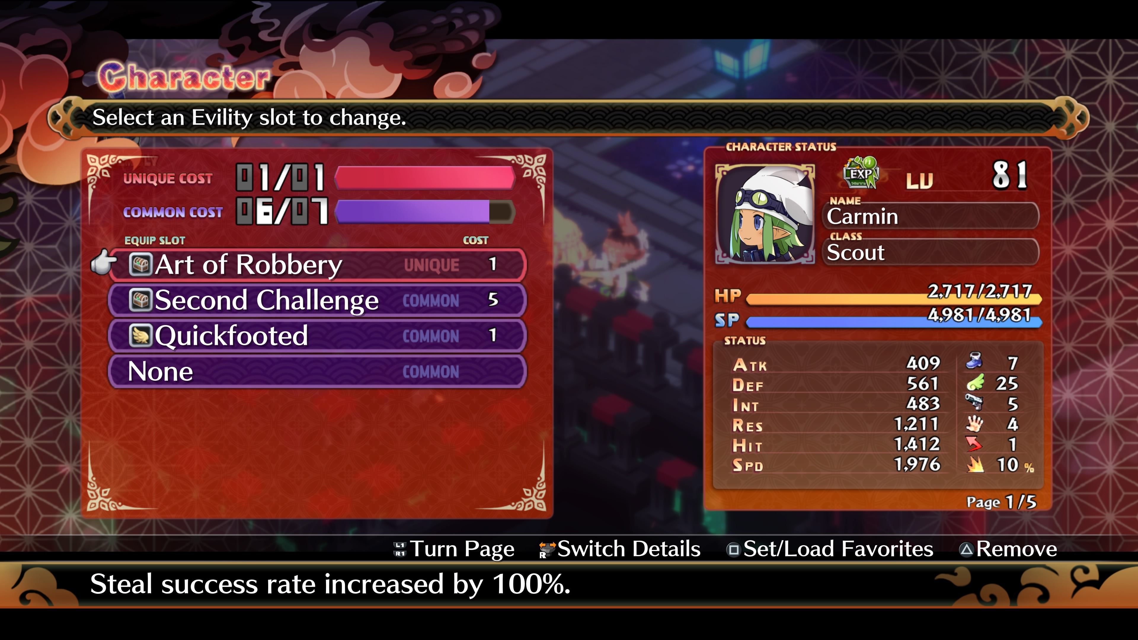 The Evility List for a Thief in Disgaea 7