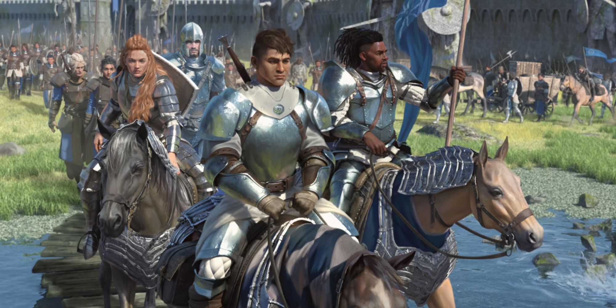 Ritter von Solamnia überqueren Burggelände in DND