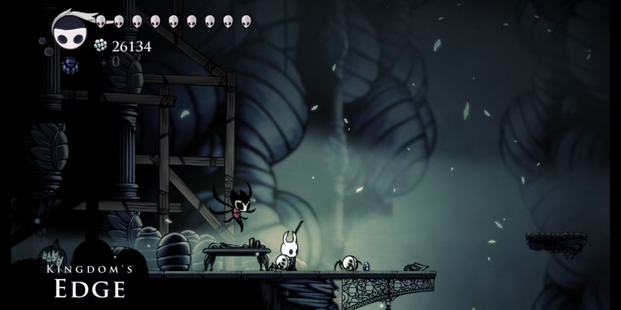 The Knight in Kingdom's Edge in Hollow Knight