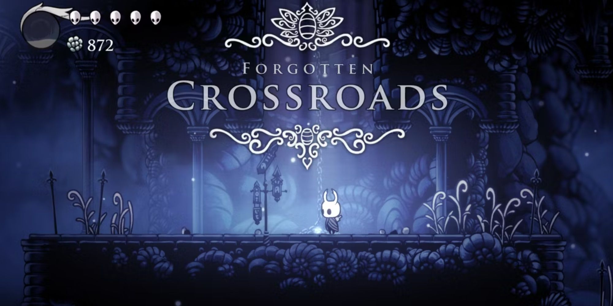 The Knight in the Forgotten Crossroads in Hollow Knight