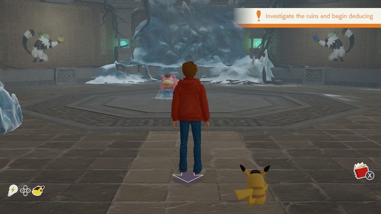 The mural room with the sweet yellow and sour blue paintings in Detective Pikachu Returns