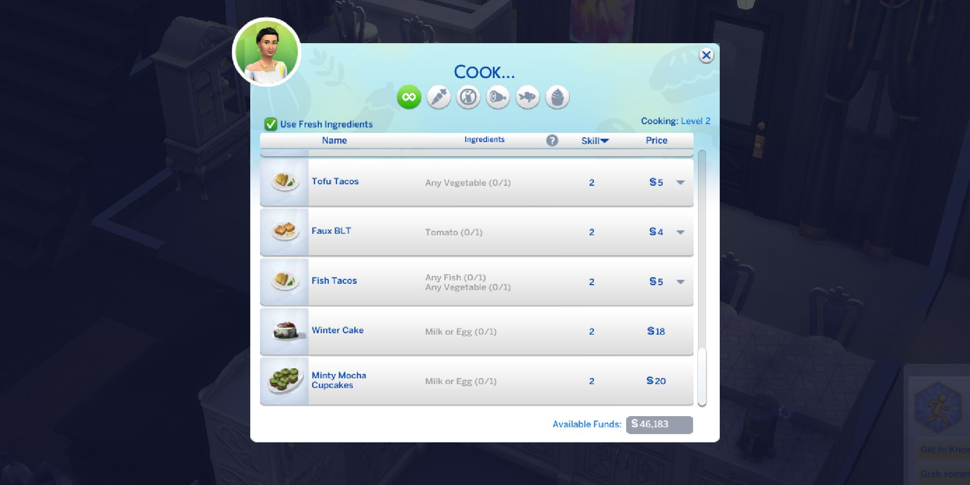 the sims 4 cooking options at fridge