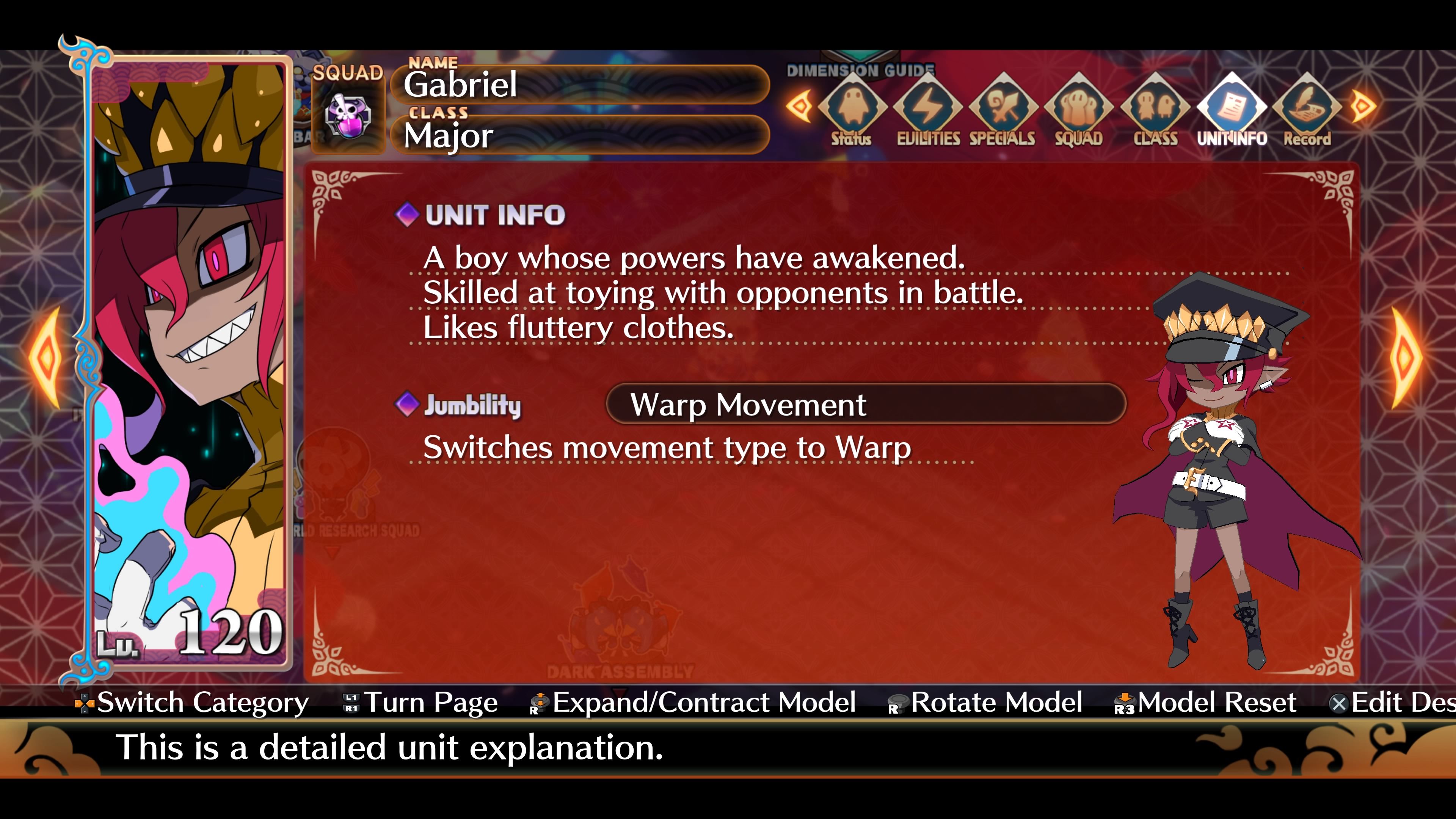 The Unit Info screen for a Psychic in Disgaea 7