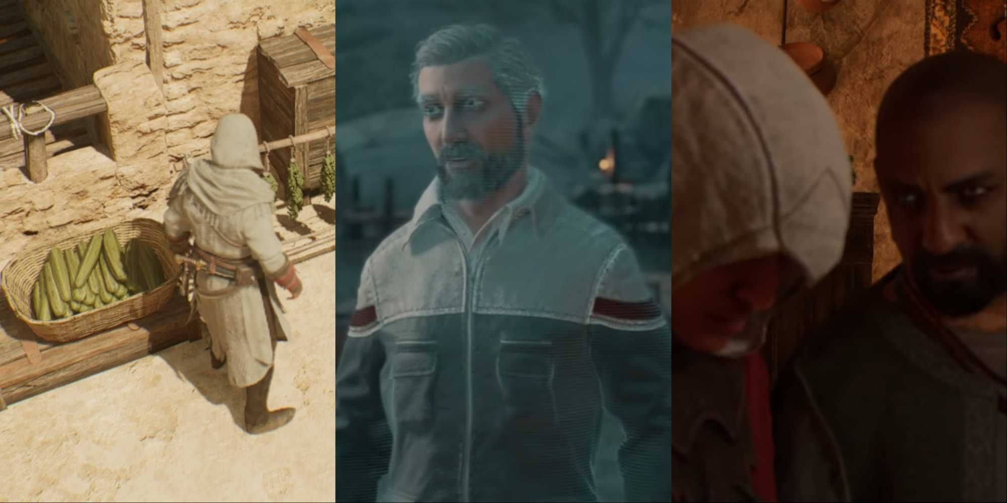 Basim, William Myles, and Dervis in Assassin's Creed