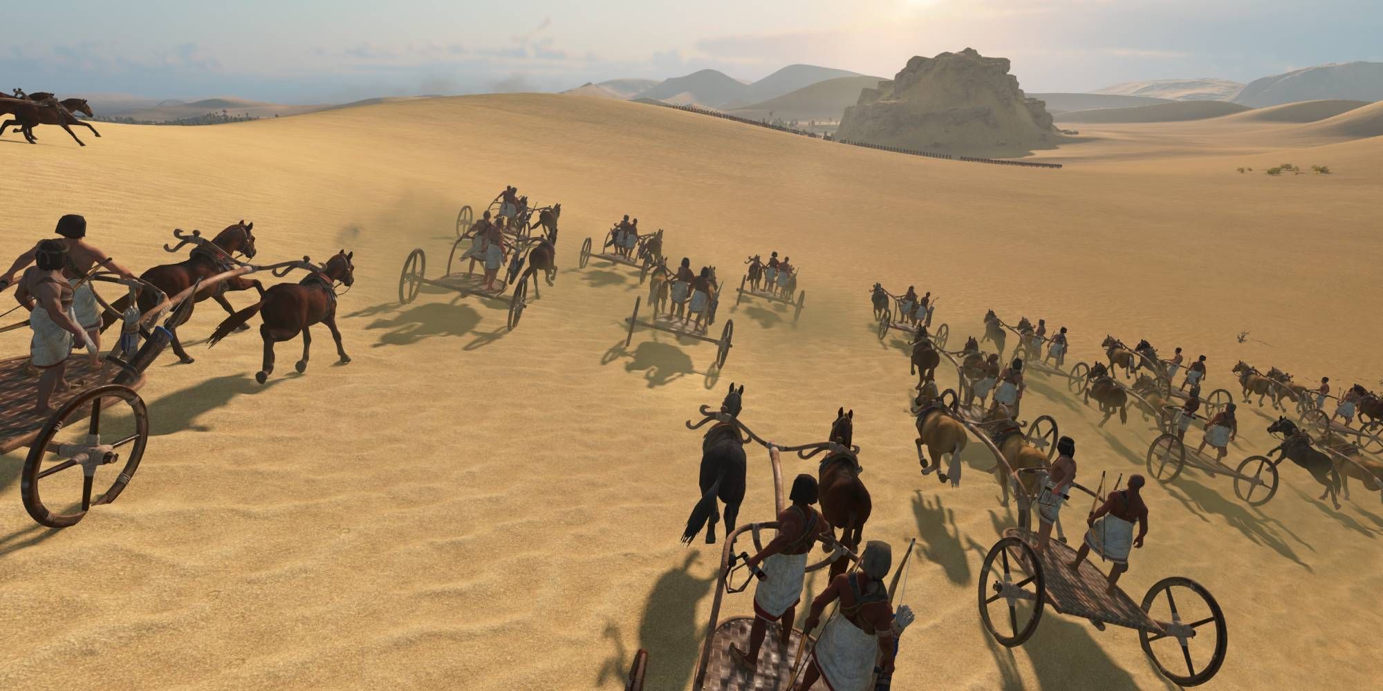 Total War Pharaoh chariot units charging 
