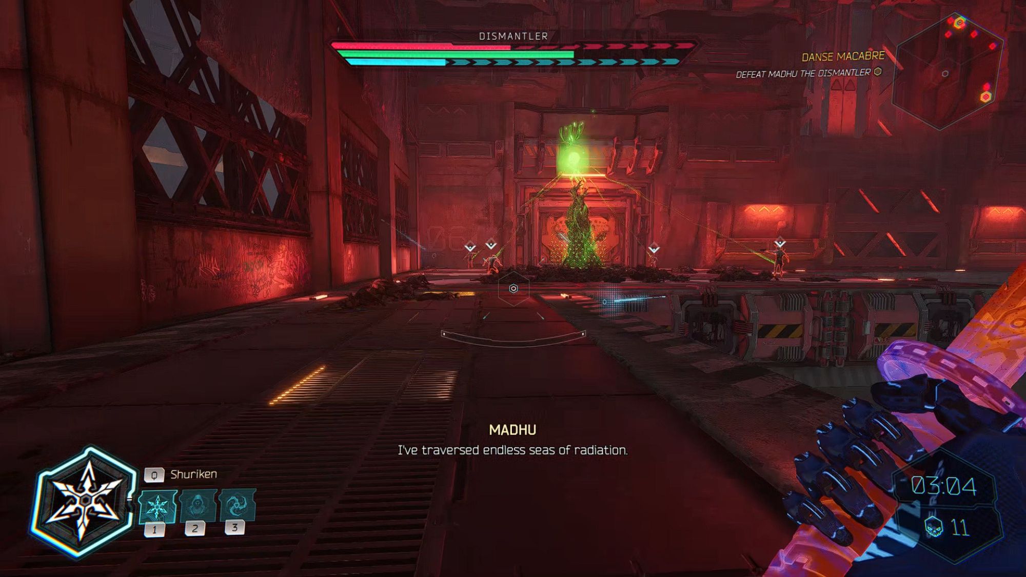 Ghostrunner 2 The Player Approaching a Green Madhu Pillar