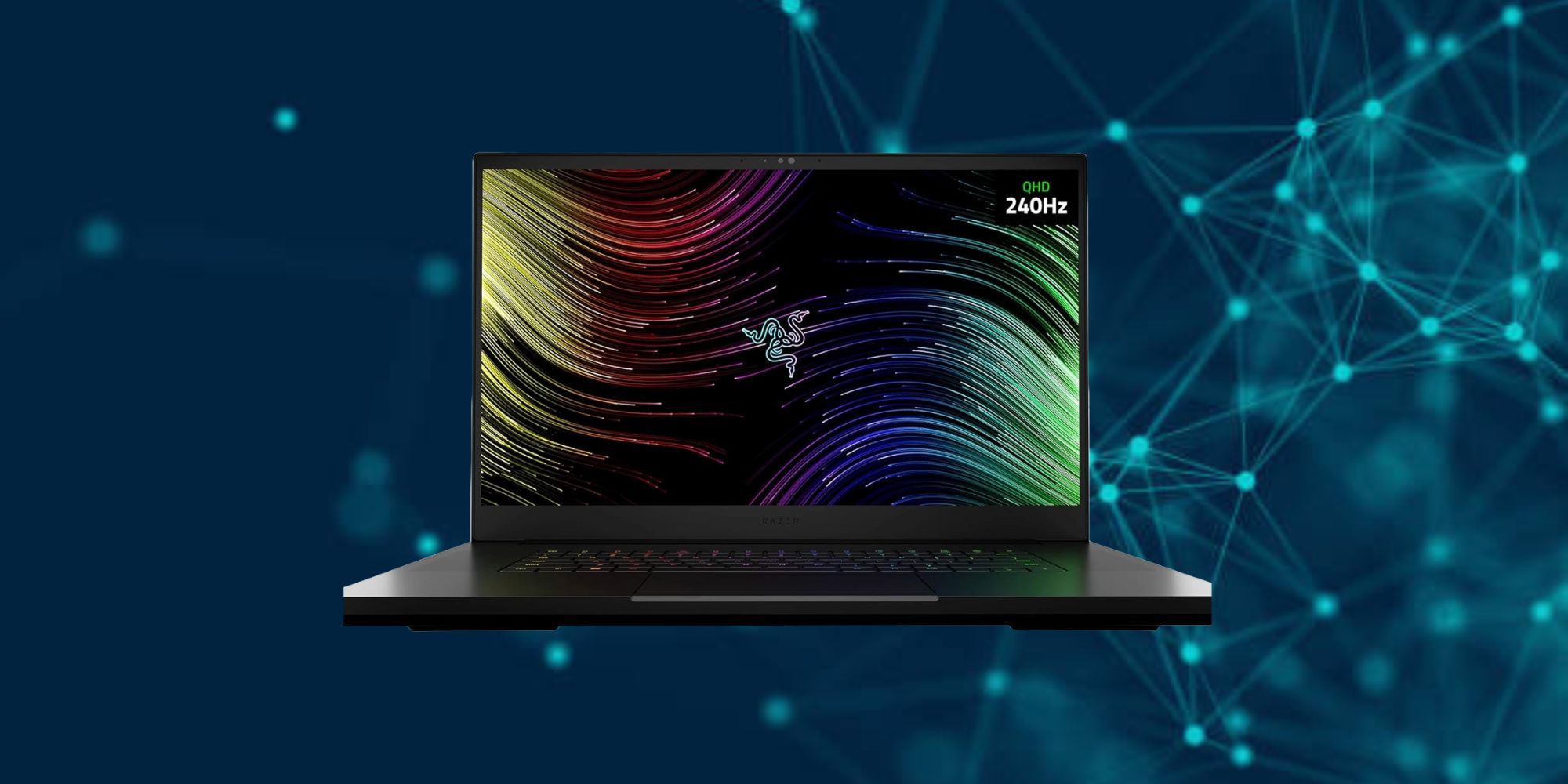 Futuristic Background Overlaid With A Razer Blade 17