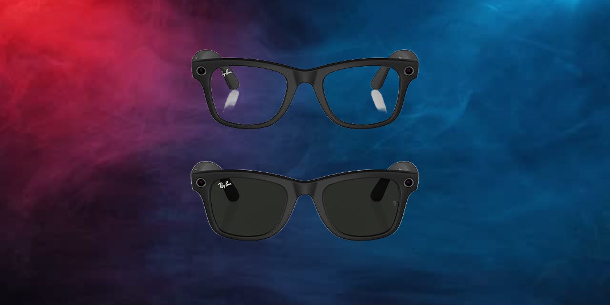 Meta Smart Glasses on a red and blue background