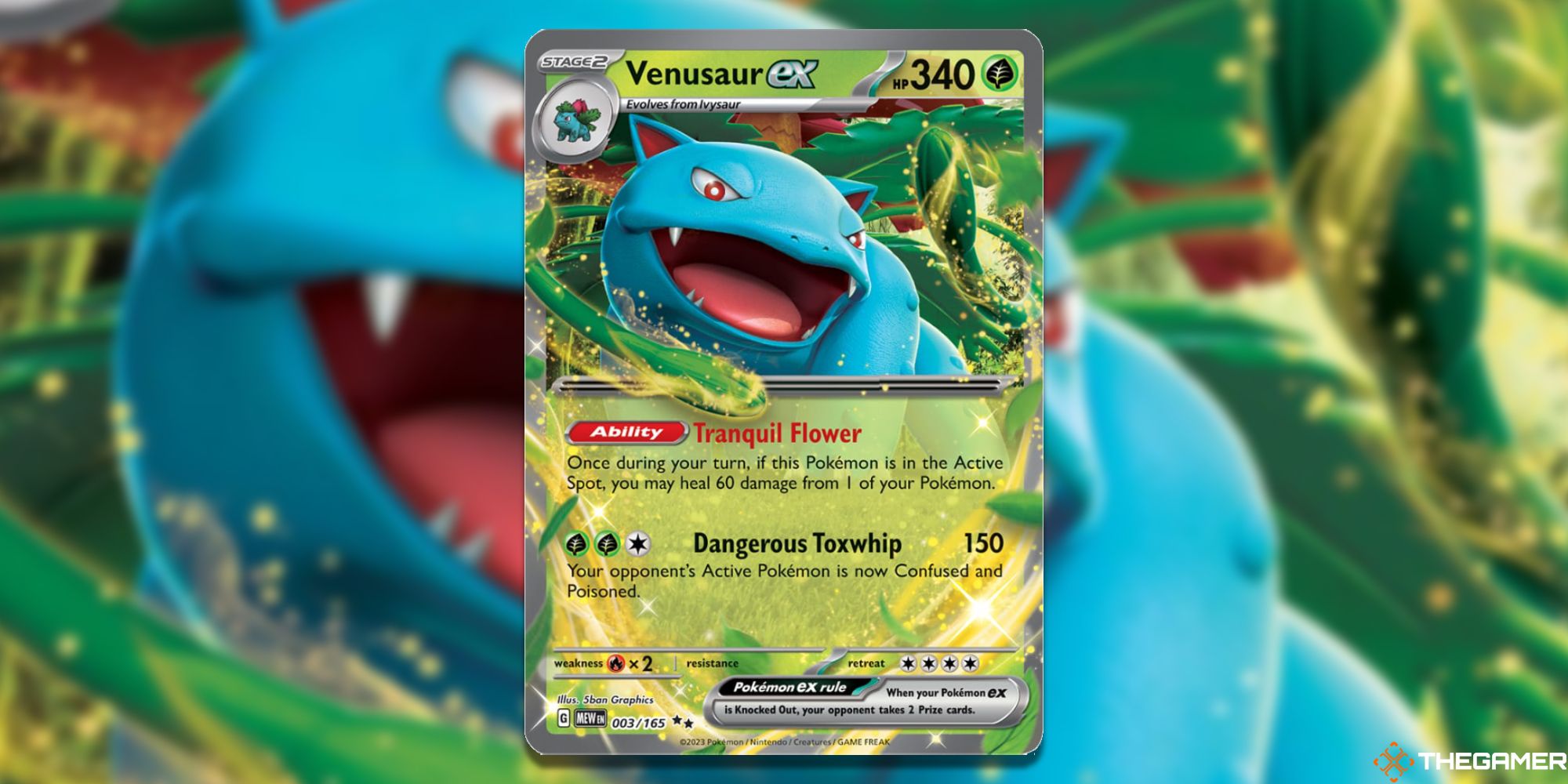 Image of the Venusaur ex card in Magic: The Gathering, with art by 5ban Graphics