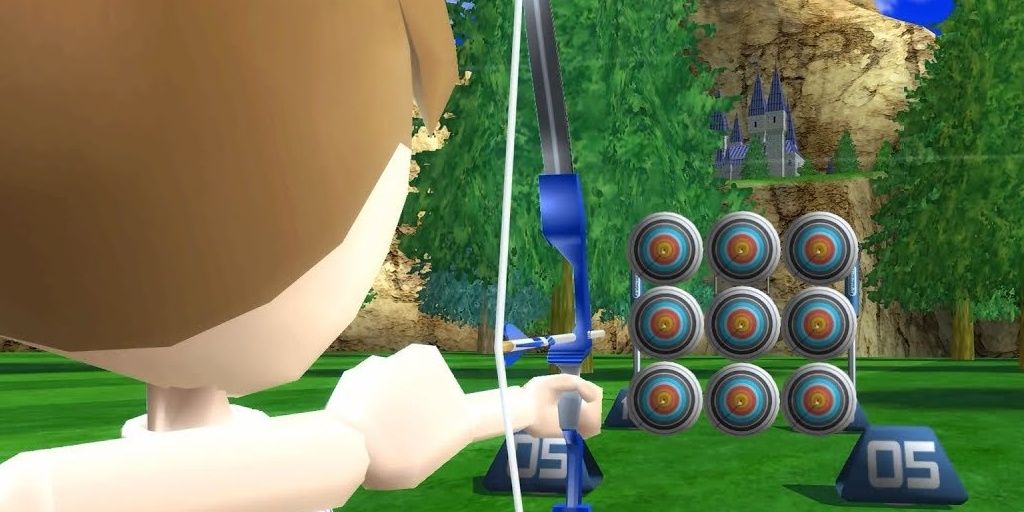 A mii takes aim at a bevy of targets in Wii Sports Resort
