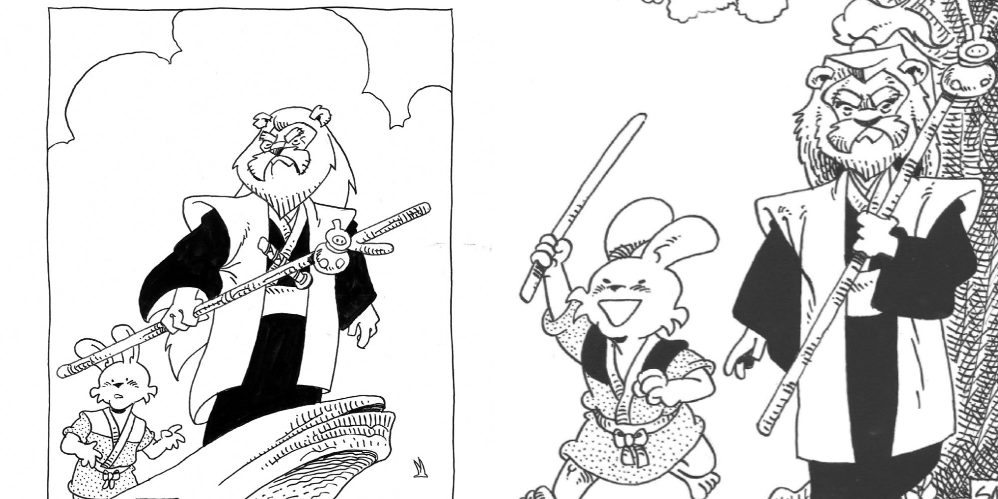 Young Usagi and his master Katsuichi