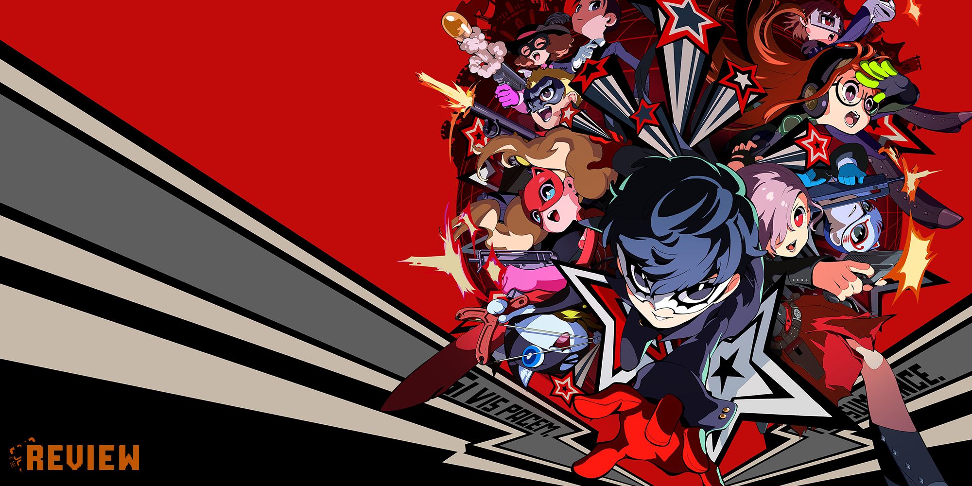 Persona 5 Tactica Review header showing phantom thieves on red background