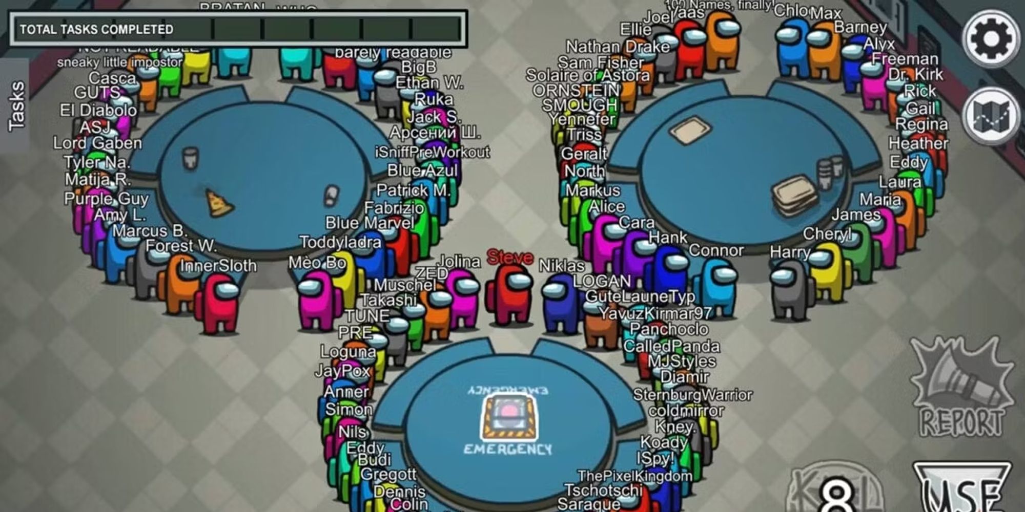 100 Players Mod With All The Players Gathered Around Tables