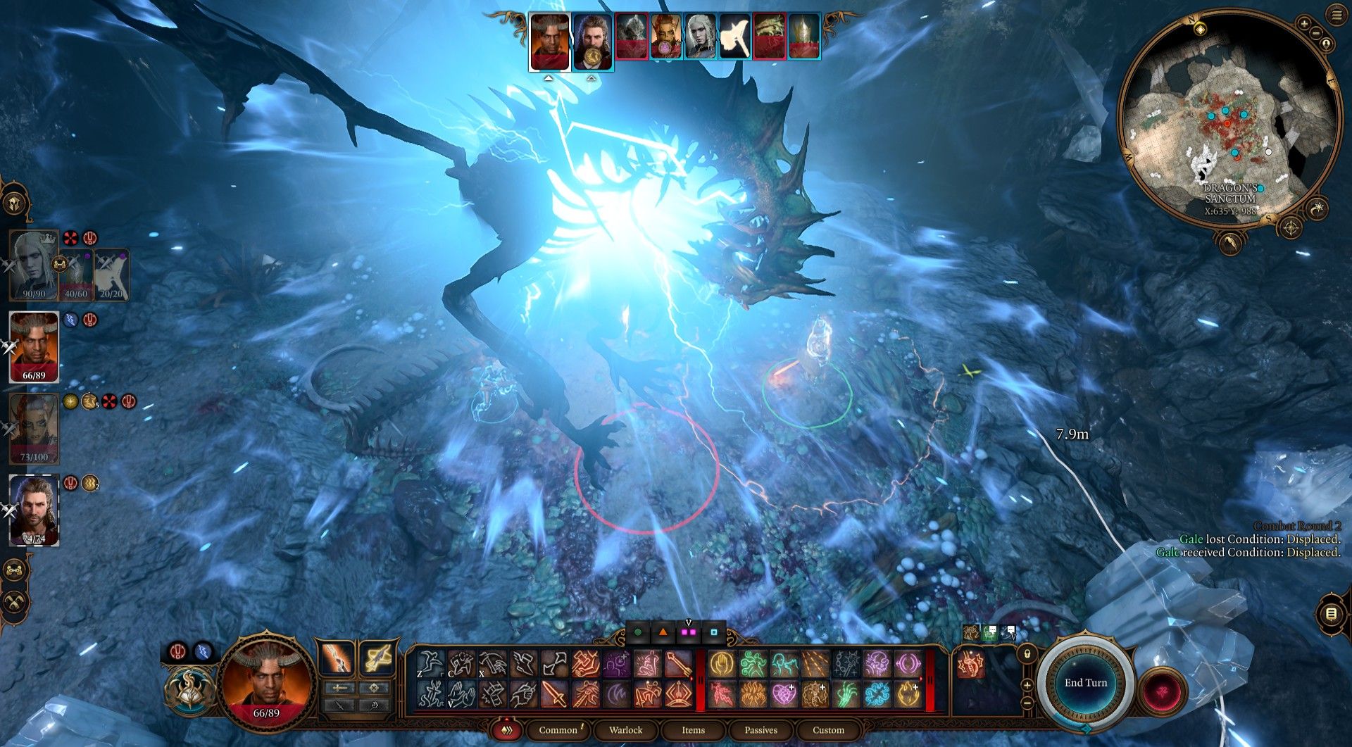Ansur begins charging Stormheart Nova above Guardian of Faith during battle in Baldur's Gate 3