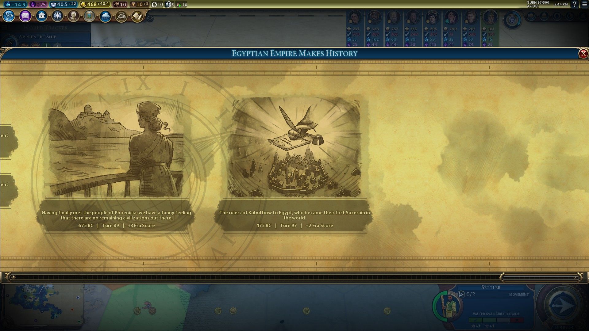 the Historic Moments timeline in Civilization 6