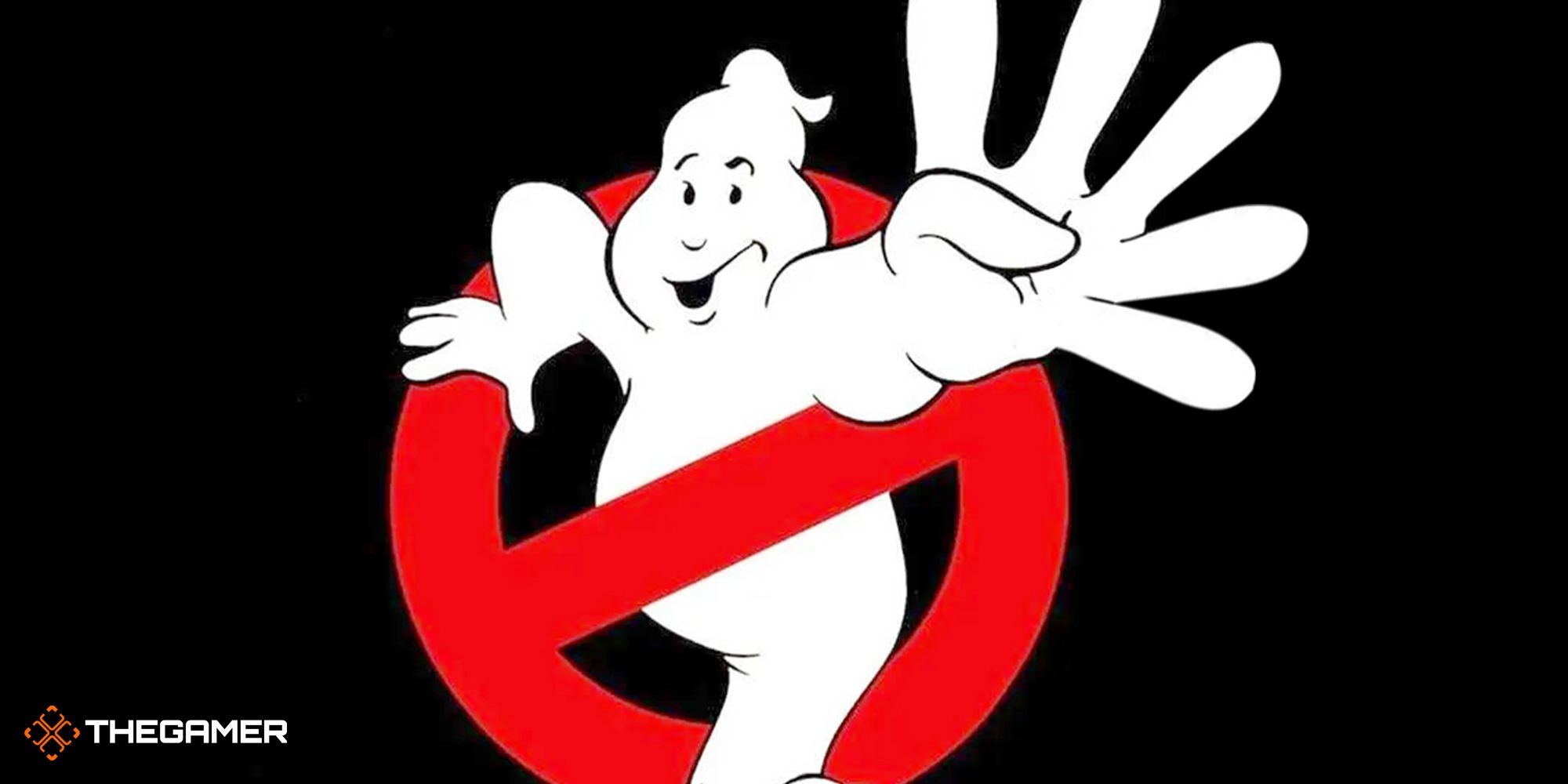 The Ghostbusters ghost with four fingers raised.