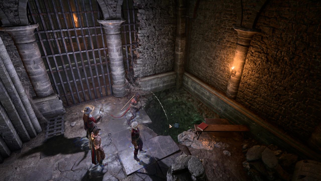 A hole in Moonrise Towers Prison cell three in Baldur's Gate 3