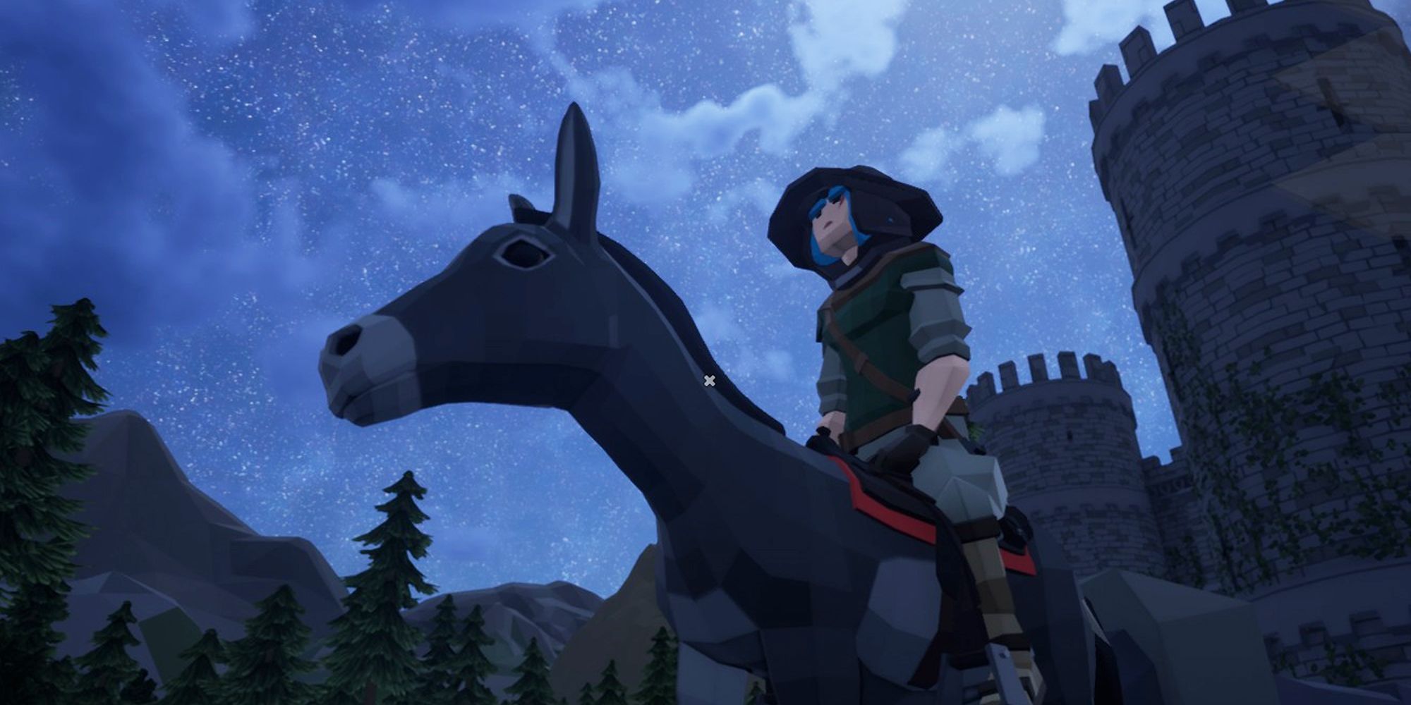 A player riding a donkey in The Bloodline. 