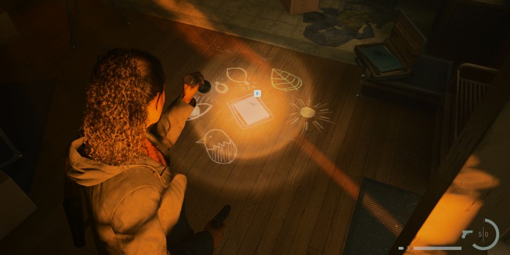 Saga Anderson finds the nursery rhyme puzzle in the Cauldron Lake rental cabins in Alan Wake 2