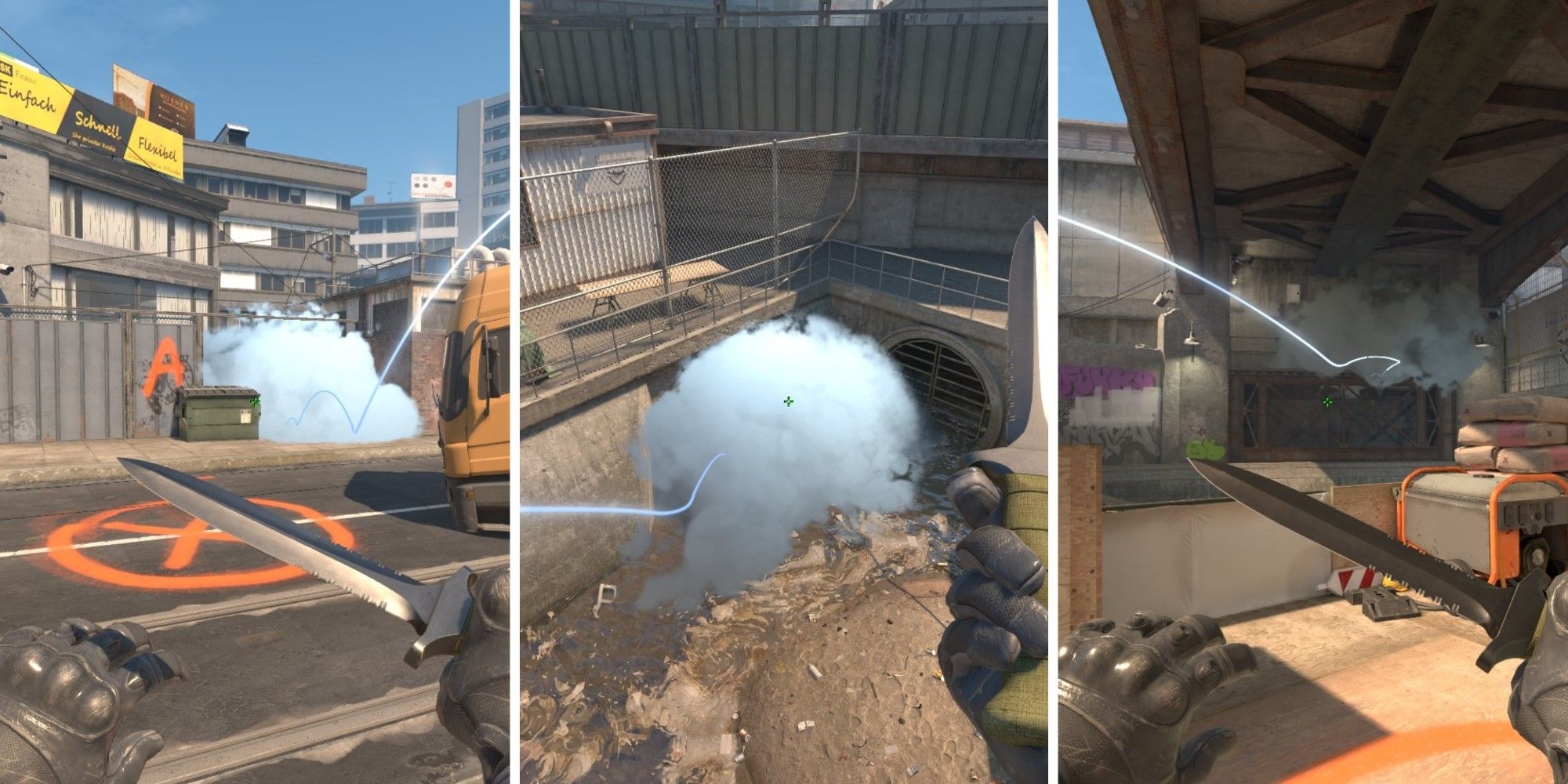 An image of the best smokes in CS2's Overpass map