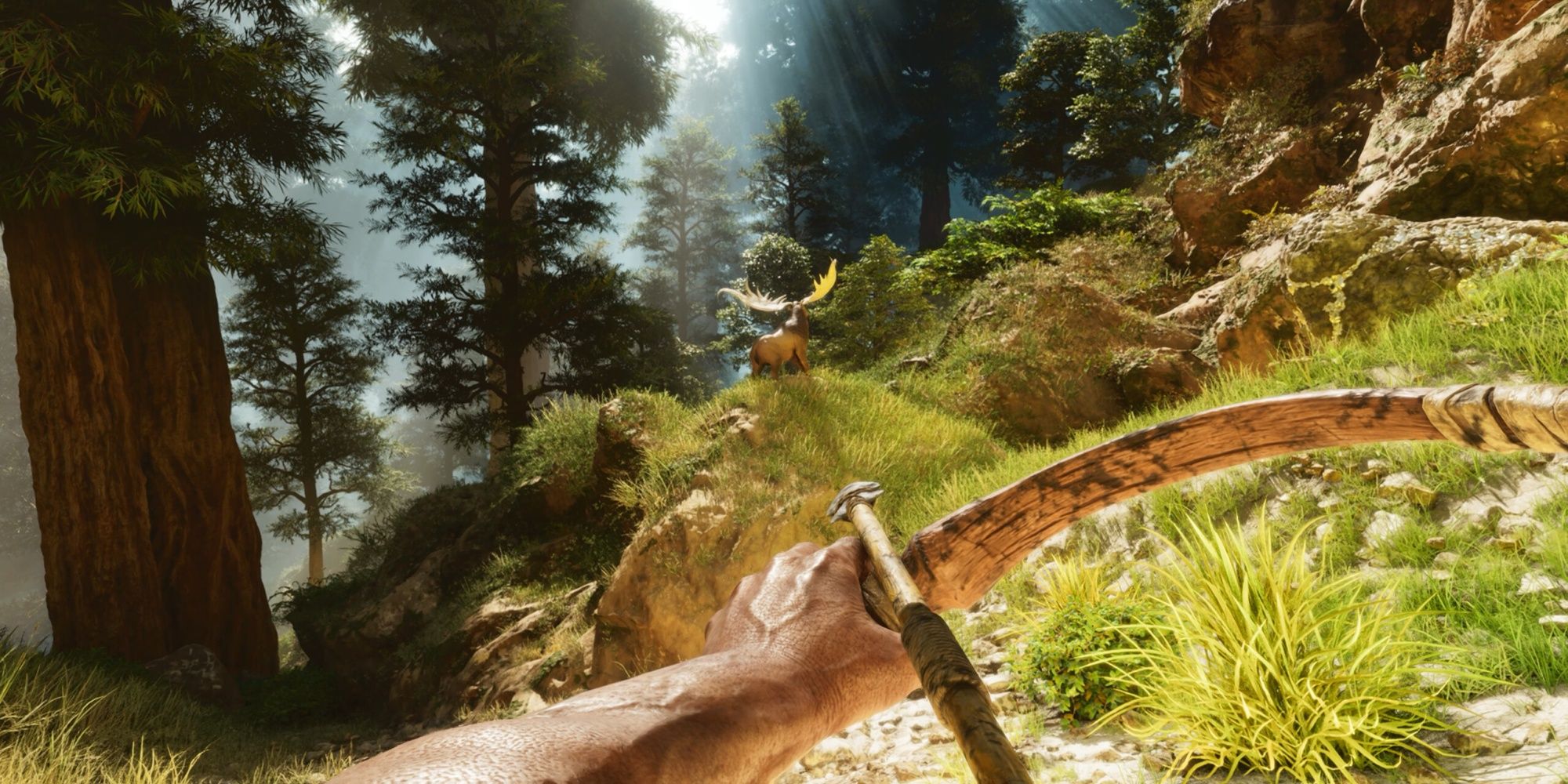 Ark Survival Ascended Player In Forest Hunting A Megaloceros