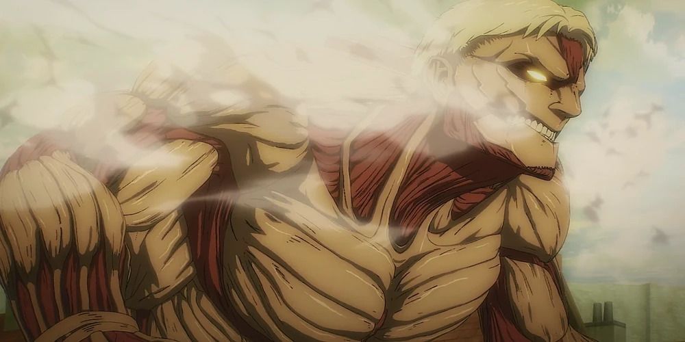 The Armored Titan bracing for battle, Attack On Titan.