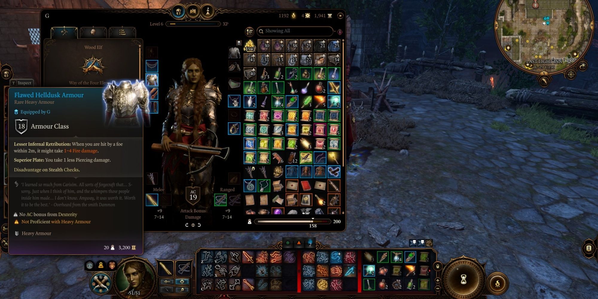 Every Item Dammon Can Craft You In Act 2 Of BG3   Baldur S Gate 3 Flawed Helldusk Armour Highlighted In Inventory 1 