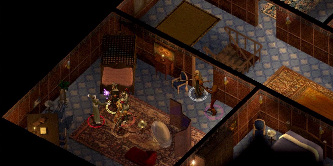 Baldur's gate characters in an indoor environment