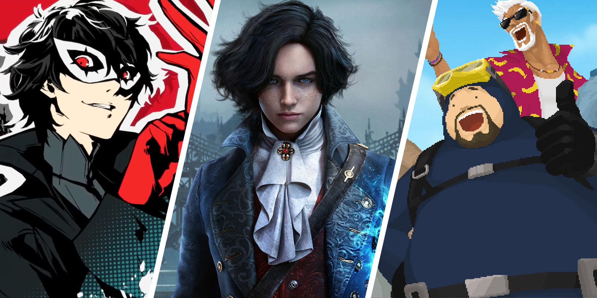 Beste Einzelspieler-Spiele auf Steam – Geteiltes Bild von Persona 5 Royal, Lies of P und Dave the Diver