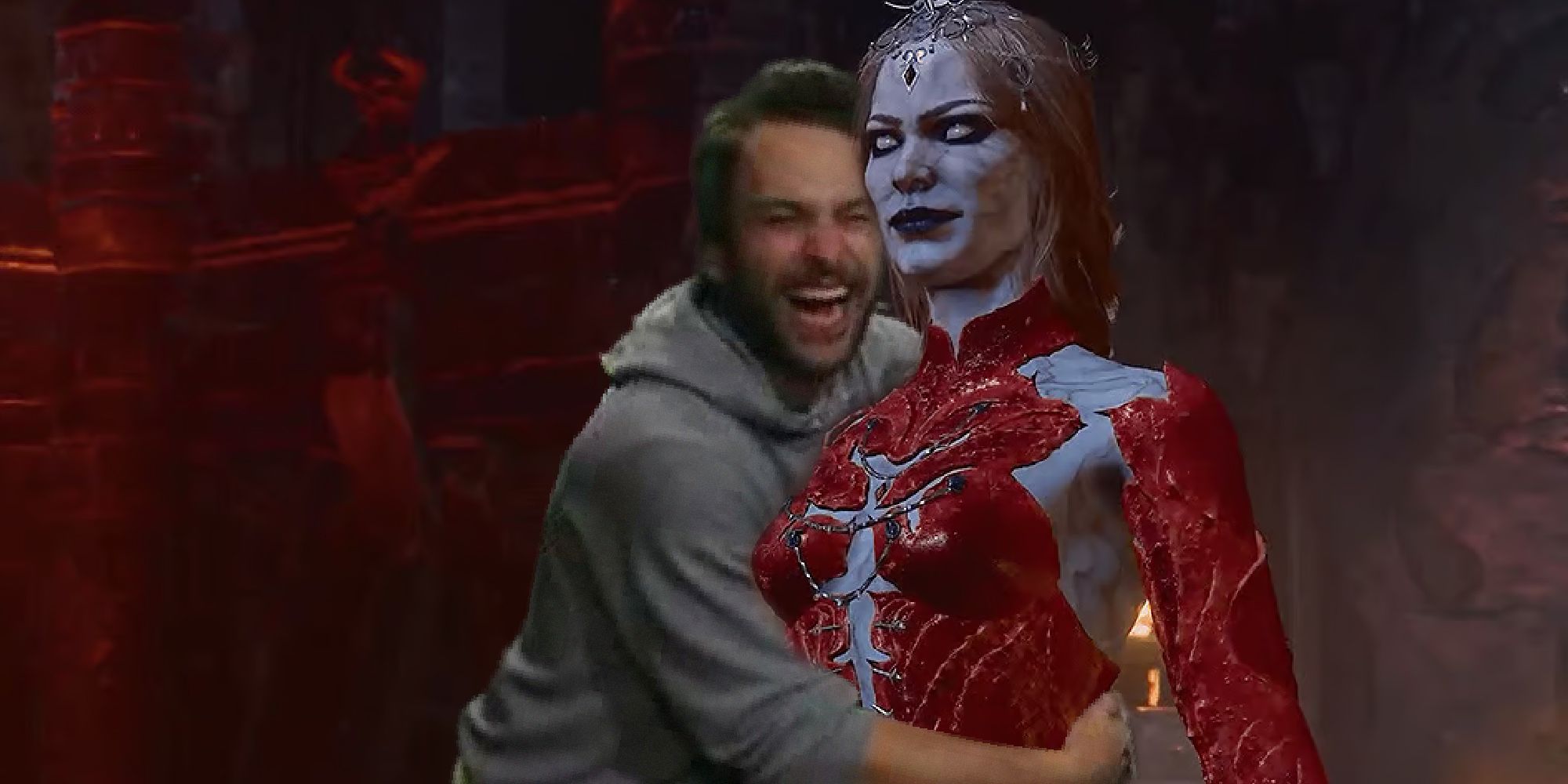 Baldur S Gate 3 Players Want To Romance Orin   Charlie From Its Always Sunny In Philadelphia Hugging Orin From Baldurs Gate 3 1 