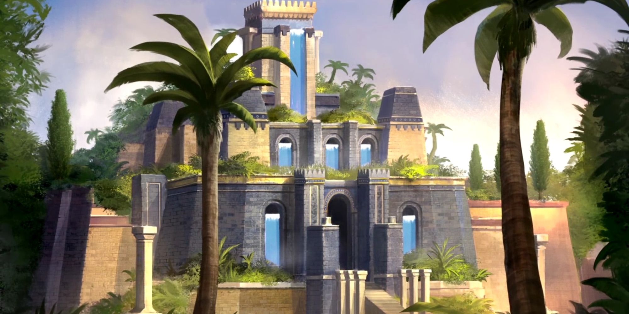 the Hanging Gardens as displayed in the Culture Victory cutscene in Civilization 6