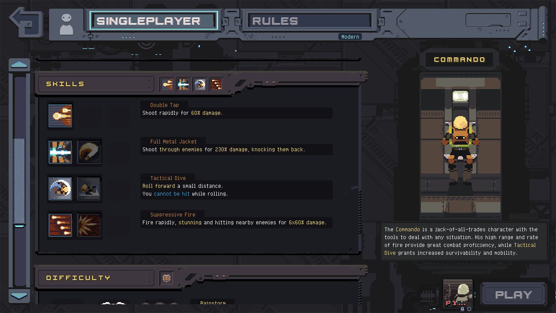 commando skill descriptions on character select screen