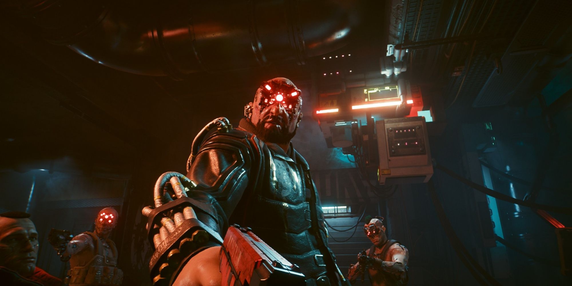 Cyberpunk 2077 Royce pointing gun at player