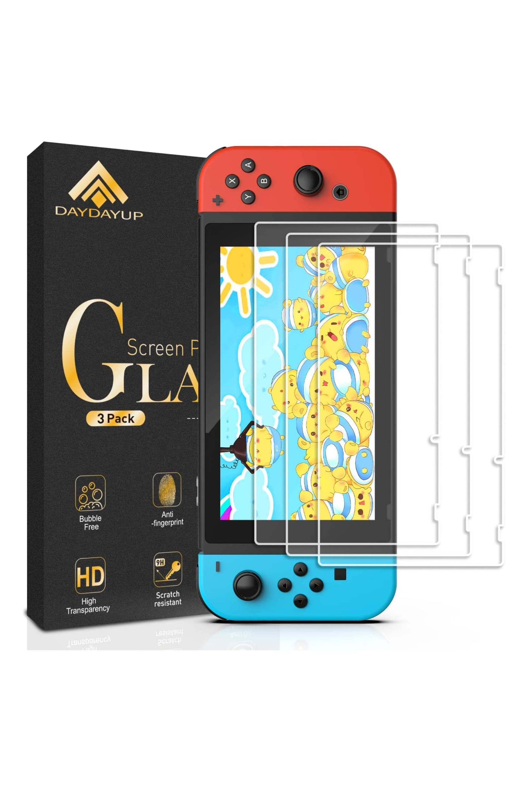 daydayup 3-Pack Tempered Glass Screen Protector For Nintendo Switch