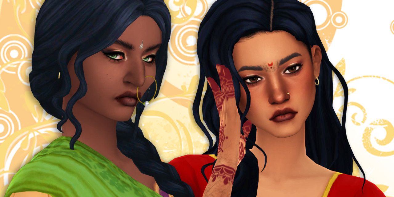 A pair of Sims poses while showing off festive makeup for Diwali