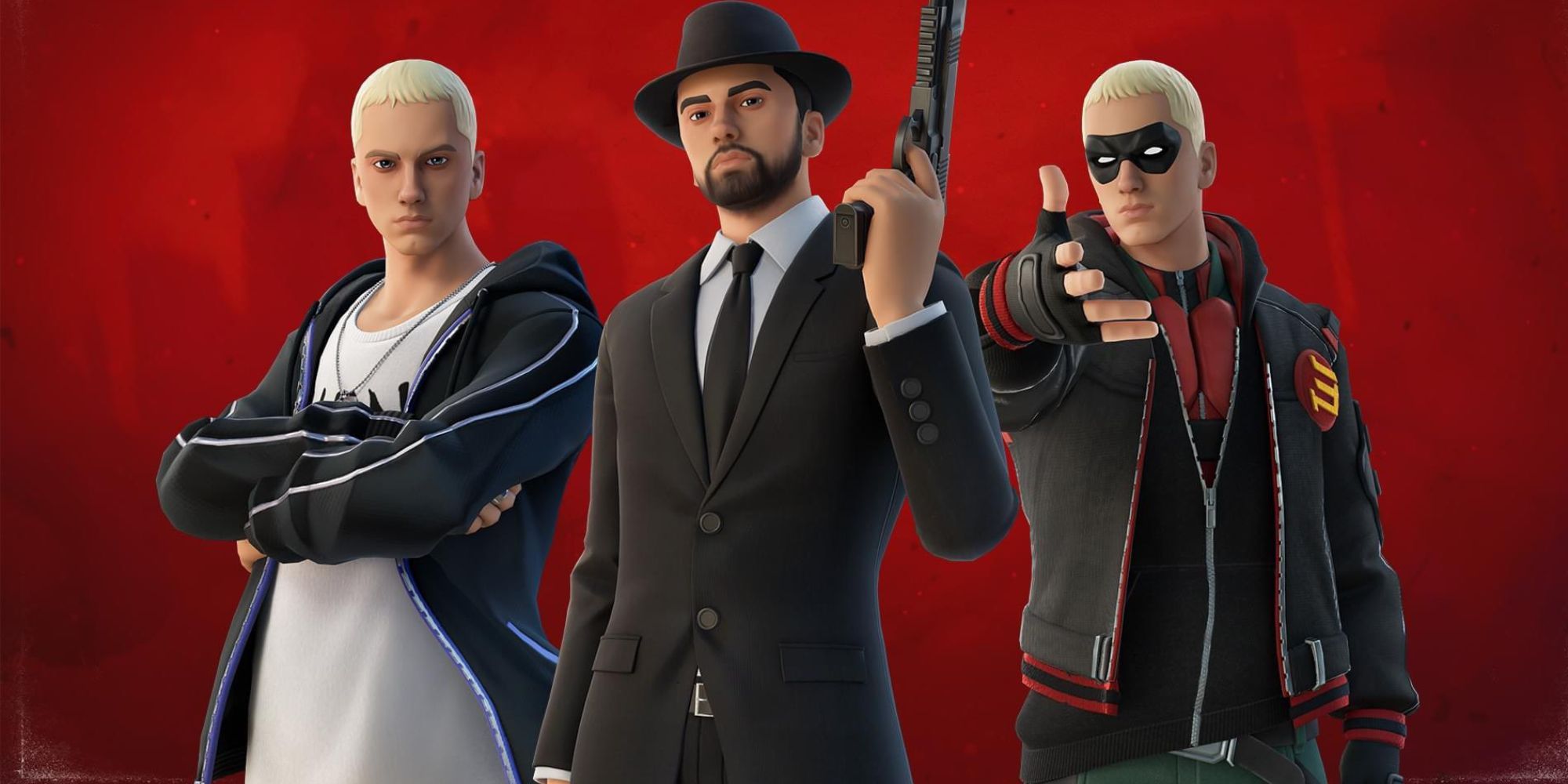 Different skins of Eminem in Fortnite.