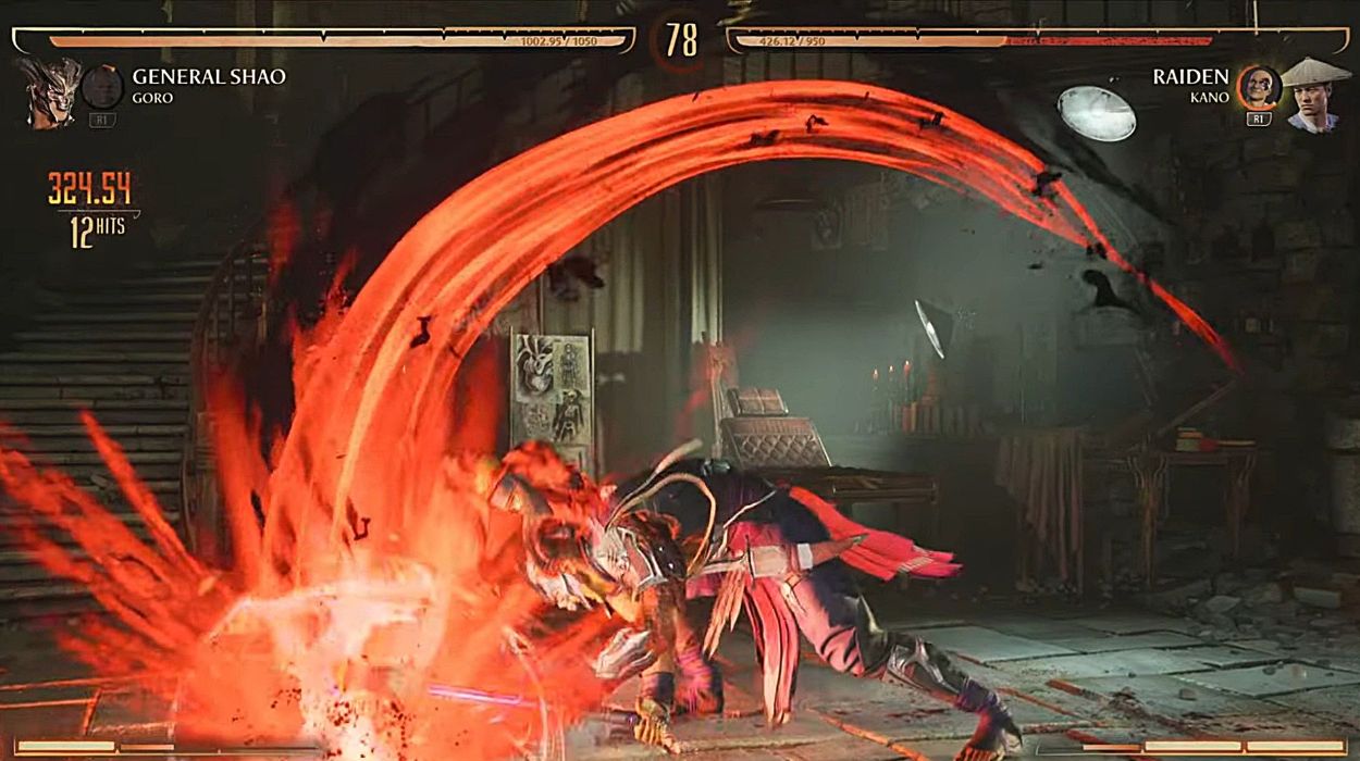 General Shao hit Raiden using his axe in Mortal Kombat 1.