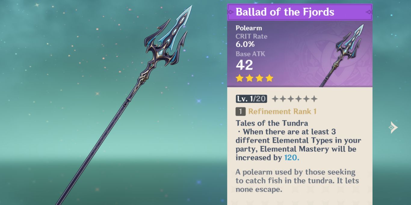 Genshin Impact Ballad Of The Fjords Weapon With Description