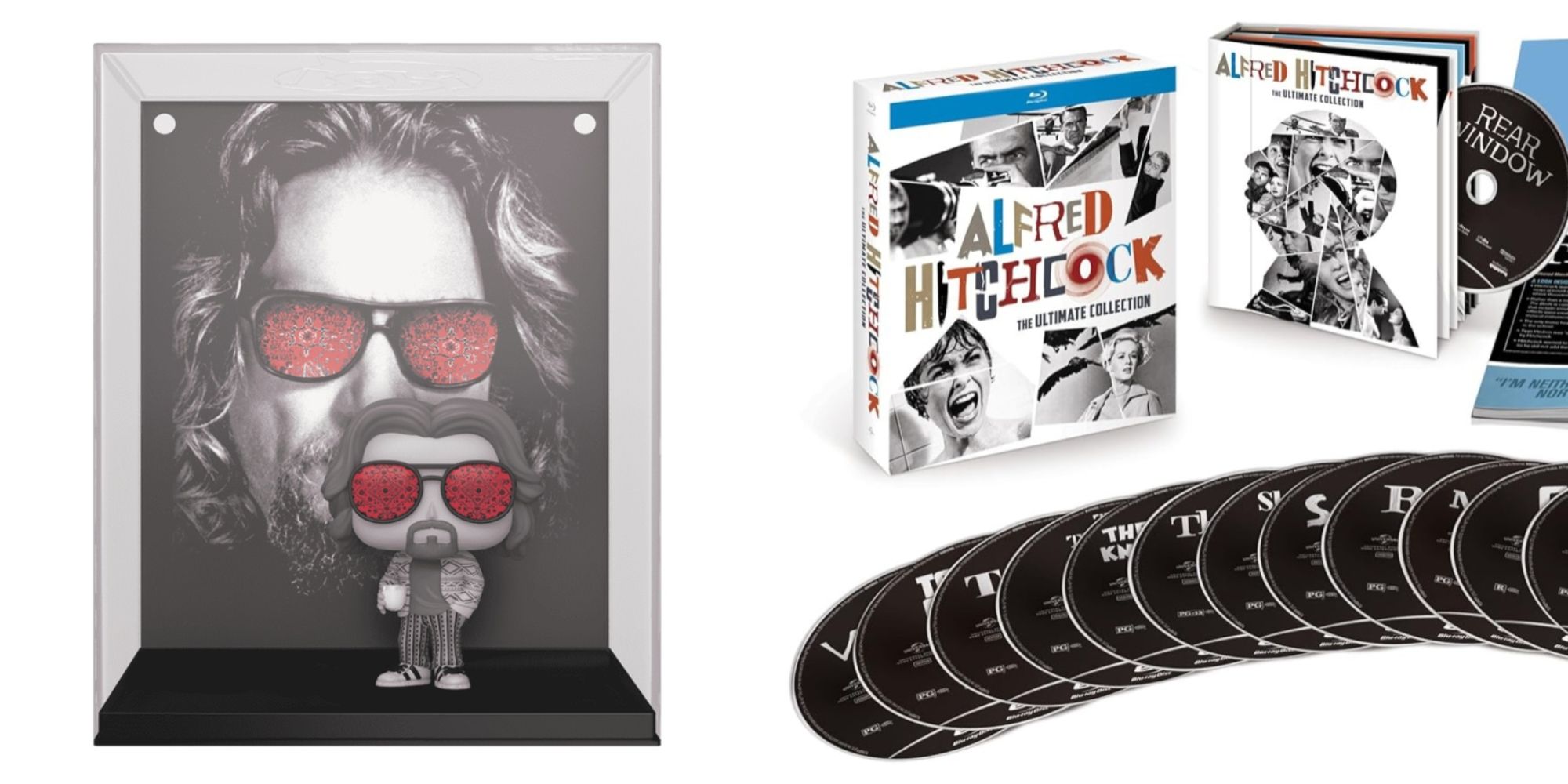 Gifts For Movie Fans Featured Split Image Dude Funko Pop and Alfred Hitchcock Collection