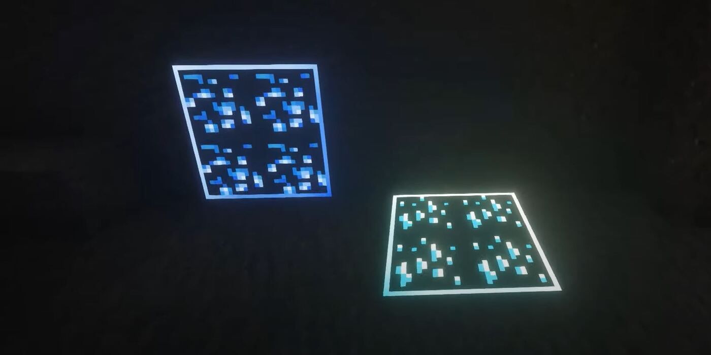 Glowing ores in Visible Ores texture pack in Minecraft