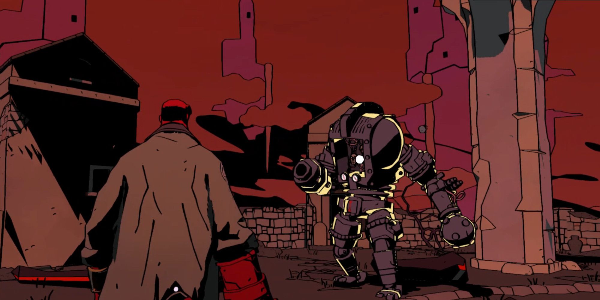 hellboy fights robotron with cannon