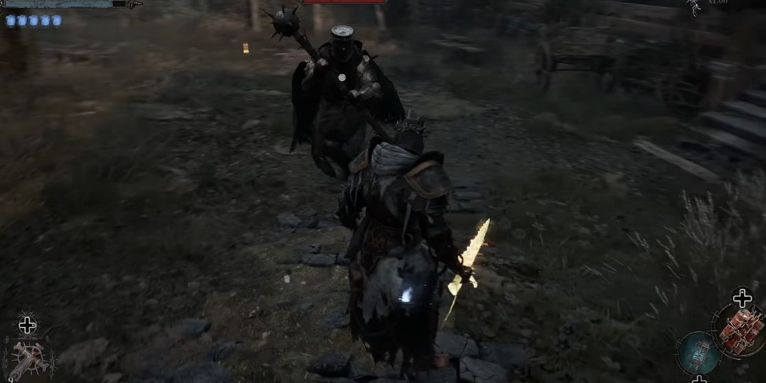 Harkkyn's sword glowing after applying Radiant Weapon Spell in Lords of the Fallen