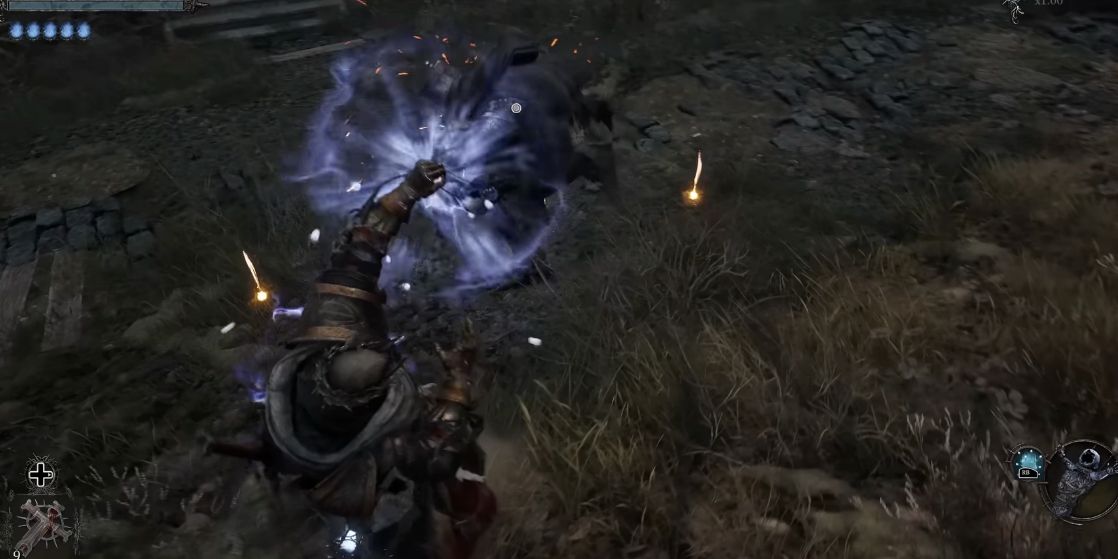 Harkyn using Barrage of Echoes on an enemy in Lords of the Fallen