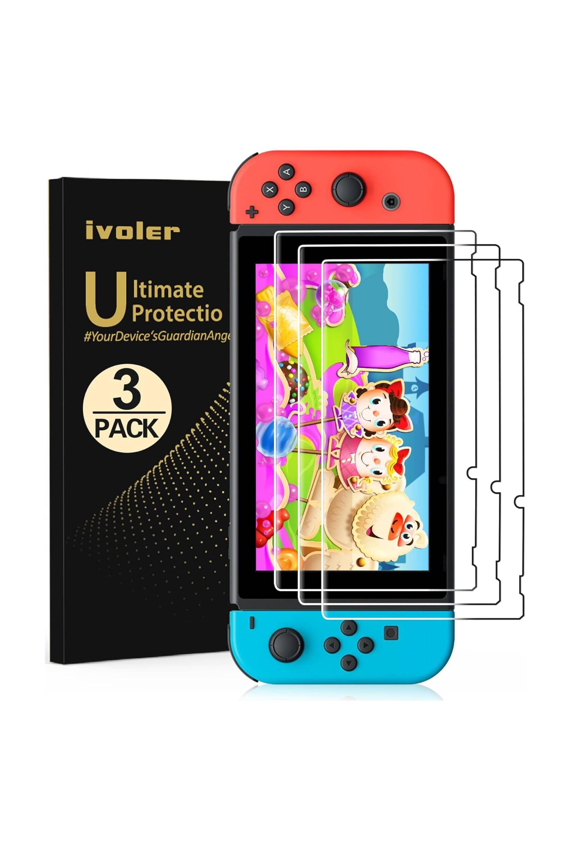 ivoler 3-Pack Tempered Glass Screen Protector for Nintendo Switch