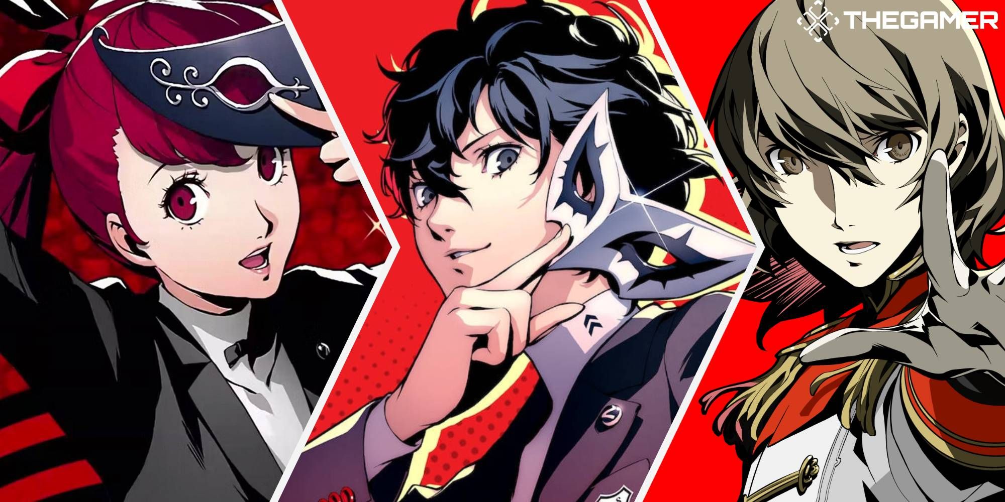 Kasumi, Joker, and Akechi standing side-by-side in Persona 5 Royal.