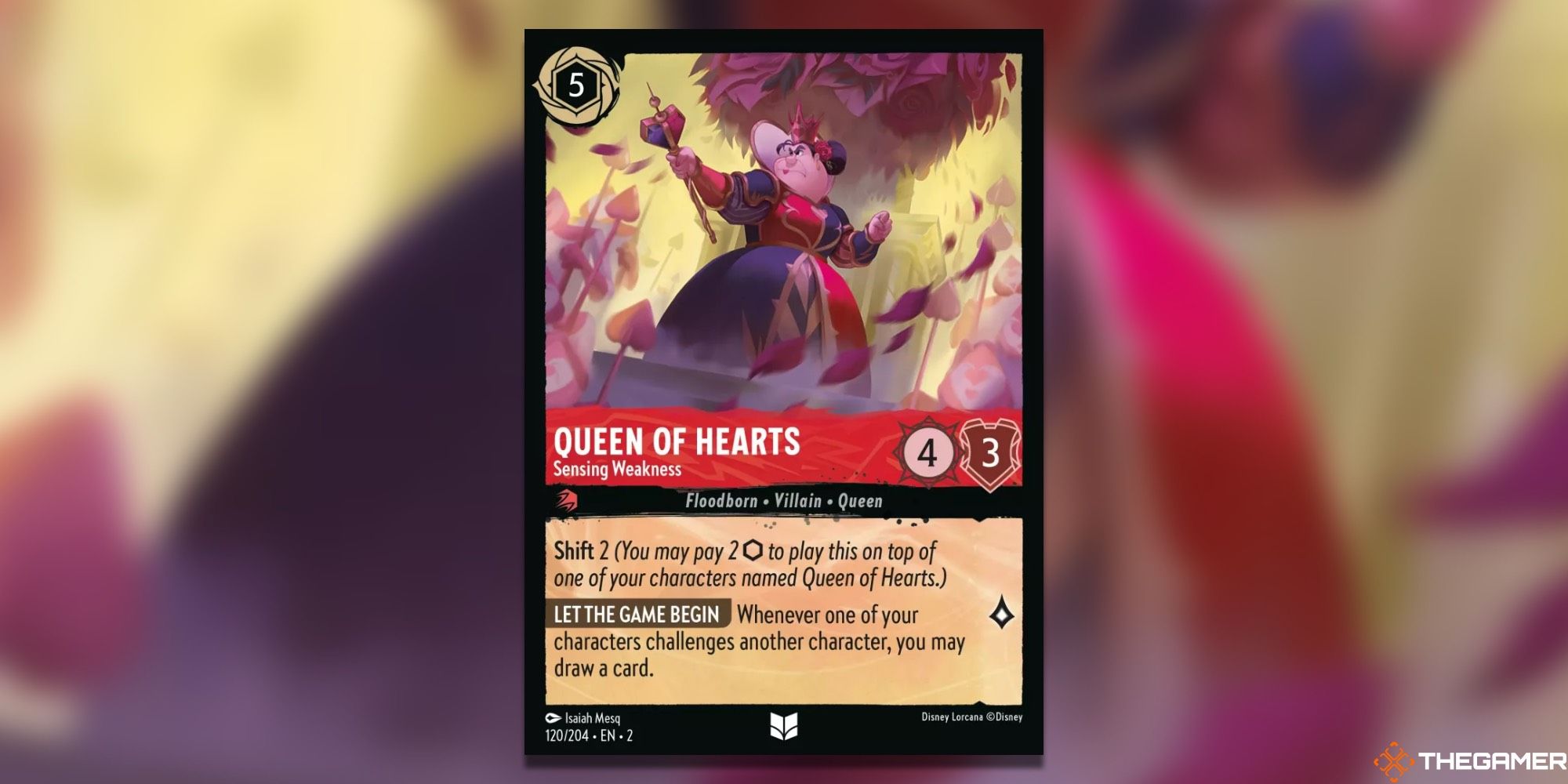 lorcana card queen of hearts sensing weakness by isaiah mesq