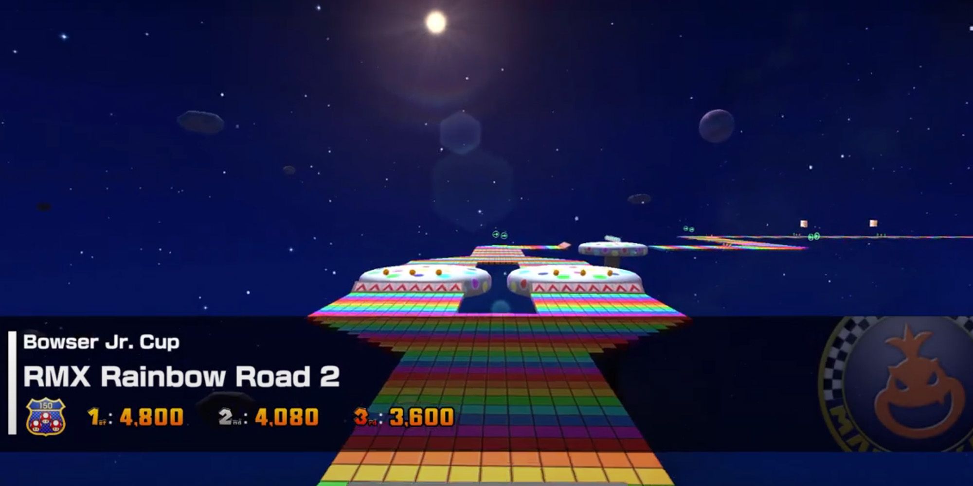 Mario Kart Tour - Large mushrooms and coins on RMX Rainbow Road 2