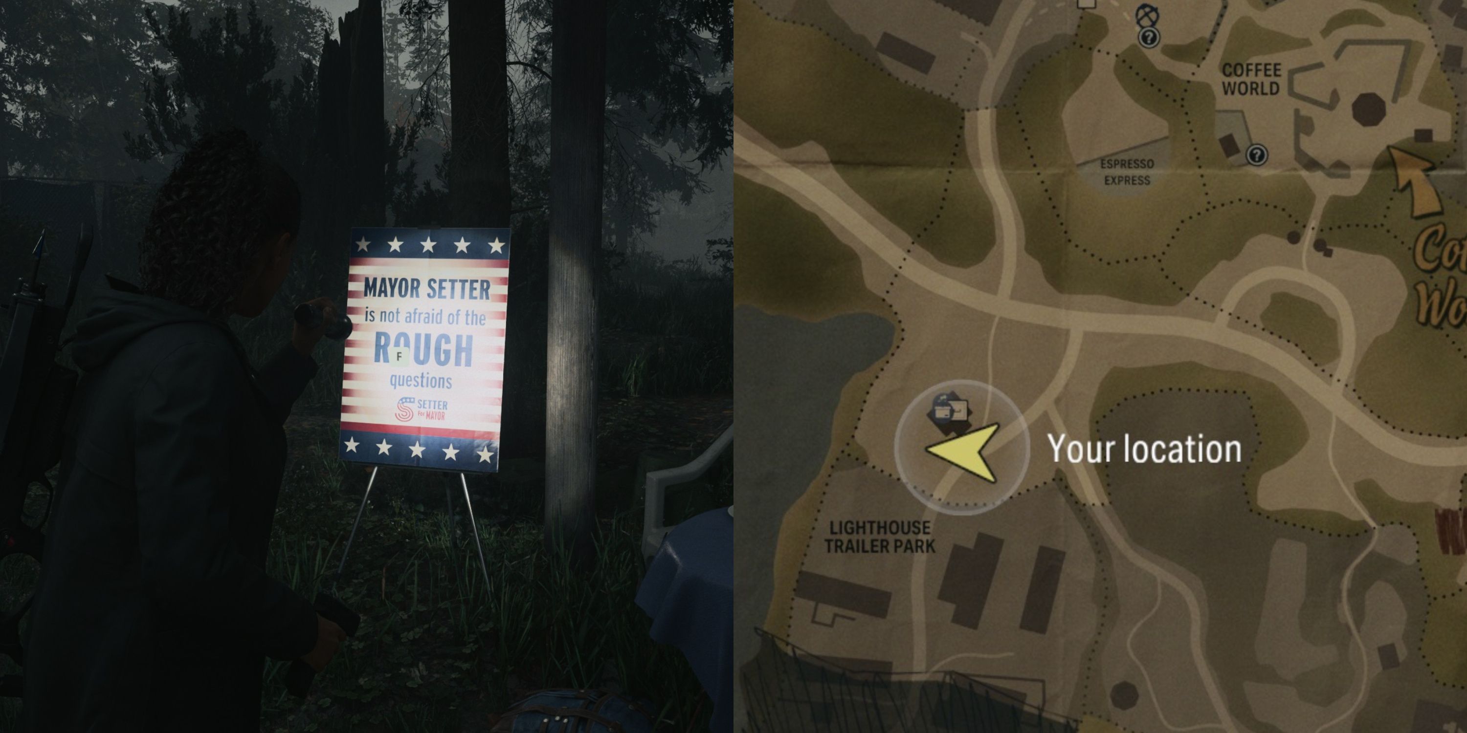 A Mayor Setter Campaign Poster found right outside of the Lighthouse Trailer Park